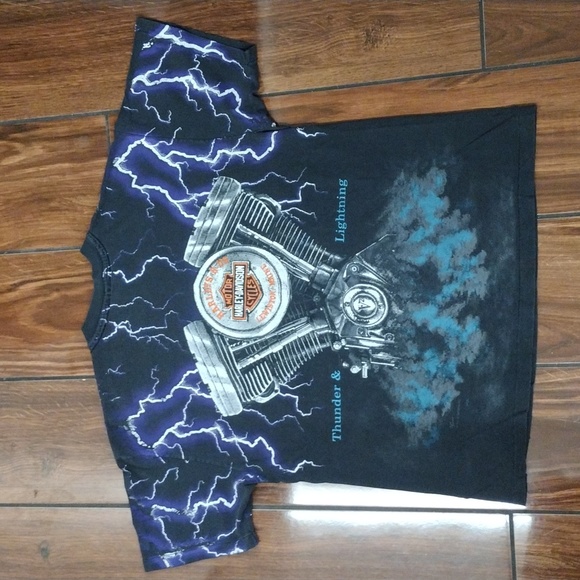 Vintage Harley Davidson thunder & lighting t shirt - Picture 3 of 13